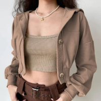 Atasan wanita Mishka Croope Button Korean Style - Hoodie jaket wanita kekinian