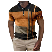 New hot Men's Polo Shirt Summer Stripes Short Sleeve T-shirts Casual Business Button Tops Tee Fashion Polo Shirts Man Clothing 3