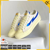 Sneakers Casual Sepatu Santai Pria Wanita - Canvas Vulcanized Putih Flash Biru Size 36 - 44 Korean S