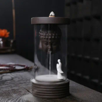 1pc, Buddha Monk Backflow Incense Burner Windproof Incense Holder Censer Aromatherapy Diffuser Creative Ornament Home Zen Decar