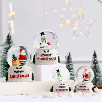 Christmas Crystal Ball Christmas Snow Globe with Colorful Lighting Santa Claus Snowman Glass Ball Ornament Children Gift