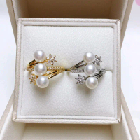 Cincin Cantik Mutiara Air Tawar Asli / Cincin Korea 3 Mutiara / Cincin Anti Karat / Cincin Lapis Ema