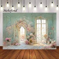 Mehofond การถ่ายภาพพื้นหลังห้องวินเทจภาพวาดสีน้ำมันดอกไม้สาววันเกิดพรรคภาพตกแต่งฉากหลังสตูดิโอถ่าย