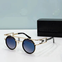 Newest Brand Women Men Sunglasses Classic Popular Round Alloy Frame Gradient Blue Lenses For Unisex Eyeglasses CAZAL MOD6683