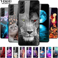 Tempered Glass Hard Cover For Samsung S21 FE 5G Case Luxury Painted Funda for Samsung Galaxy S21 Plus Ultra FE 5G Cases S21FE