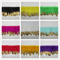 YY-tesco Multi Color Goose feather trims 100 Meters/lot Dyed geese feather ribbons /15-20cm Goose feather fringes High Quality