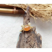 s925純銀戒指指環鑲嵌鉆高冰黃翡玉髓橢圓蛋螃蟹簡約時尚款