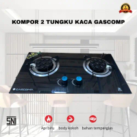Gascomp Kompor Tanam Gas Kaca 2 Tungku Burner Turbo 8 JET kompor tanam kuat kokoh Bergaransi