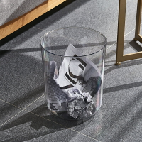 加厚透明垃圾桶大容量廢紙簍廚房臥室客廳辦公室輕奢塑料圓收納筒