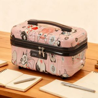 全城熱賣 - 16寸密碼鎖收納箱帶鎖的小盒子手提儲物盒宿舍化妝品小箱子行李箱粉色小貓16寸【升級版帶鎖-帶絲帶】