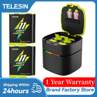 TELESIN Fast Charging Battery For GoPro 12 Hero 11 10 9 1750 mAh Battery 2 Ways Fast Charger Box TF Card Storage For GoPro11 10