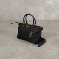 Tas PRADA RE-NYLON SAFFIANO GHW BLACK TOTE BAG WITH LS 100% ORIGINAL 28X14X20CM