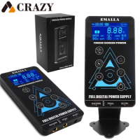 EMALLA LCD Tattoo Power Supply Touch Screen Intelligent Digital Dual LCD Power Supplies with Bracket Adapter
