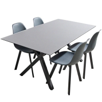 【YU Living 信歐傢居】北歐現代簡約玻璃餐桌 長220cm(灰色/會議桌 吧檯桌)