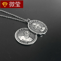 純銀手工定制雕刻照相片銀幣項鏈送閨蜜情人節男女友生日紀念禮物