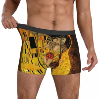 Gustav Klimt Underwear The Kiss Print Breathable Underpants Design Boxer Brief Pouch Men Plus Size Trunk
