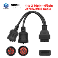 OBD2 Truck Diagnostic Tool 16 Pin Cable J1708 J1939 Connector OBD to OBD2 6 Pin 9 Pin for Cummins for Deutsch for Cat Truck