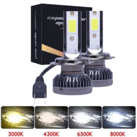 2Pcs H7 Car Headlight Bulbs LED 12000LM 80W Mini H1 H4 H8 H9 H11 Headlamps Kit 9005 HB3 9006 HB4 Auto Fog Lamps 6000K 12V Light