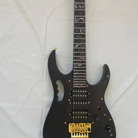 24-Fret Ibanez-Style Stock Electric Guitar, Freudian Rose Tremolo Bridge, Gold-Tone Hardware, Black