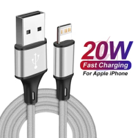 3m 2m 1.5m 1m Fast Charging USB Cable for iPhone 13 12 11 Pro 14 8 7 6S 6 Plus XR XS Max SE Nylon Braided USB Data Charger Cable