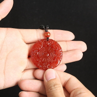 天然紅瑪瑙龍鳳太極八卦牌吊墜男士女水晶項鏈隨身護身符掛件飾品