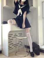 空栗鼠丸基礎款紺色jk制服正版日系中間服校供jk水手服長短袖套裝--享樂