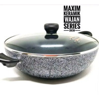 Maxim Neostone Wok Pan 30 Cm + Tutup Kaca