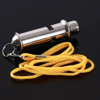 1Pcs Metal Whistle Travel Police Whistle Lifesaving Whistle Referee Sport Rugby Party Outdoor Whistle Training Yellow Lanyard