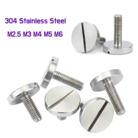 1~5pcs M2.5 M2 M3 M4 M5 M6 Solid Extra Large Flat Head Slotted Screw Flat Round Head Bolt 304 A2 Stainless Steel Length 3~40mm