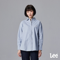 Lee 女款 寬鬆版 OVERSIZED 左胸LOGO 素色 長袖休閒襯衫 | Modern
