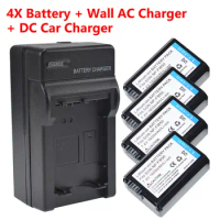 4x Battery + Home&amp;Car Charger for Sony NP-FW50 BC-VW1 ILCE-6400 Alpha a6400 A6100