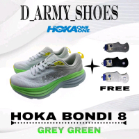 Sepatu Running Hoka OneOne Bondi 8 Grey Green Wanita Outdoor