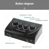 Professional EU/US Karaoke Sound Mixer Audio System Portable Dual Mic Inputs Audio Sound Mixer For Amplifier /Microphone