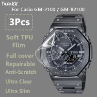 3Pcs For Casio GM-2100 GM-B2100 SmartWatch HD Clear Ultra Slim Soft Hydrogel Repairable Film Screen Protector-Not Tempered Glass