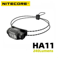 NITECORE HA11 240 Lumens Beam Distance 36g Ultar Lightweight Dual Beam Headlamp with Alkaline AA Battery Night Running Fishing