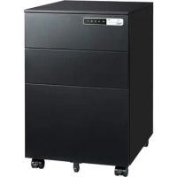 3-Drawer Mobile File Cabinet with Smart Lock, Pre-Assembled Steel Pedestal Under Desk, Black