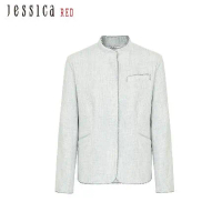 【快速到貨】【Jessica Red】俐落剪裁修身幹練對襟立領外套824101（灰）