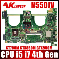 N550J Mainboard For ASUS N550JV N550JK N550JX G550J G550JK G550JX Laptop Motherboard i5 i7 4th GT750M GTX850M GTX950M