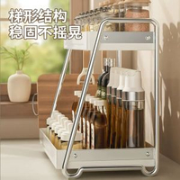 其他品牌 - 廚房置物架2層臺面調味料架加高雙層筷籠刀架收納架子免釘奶油白