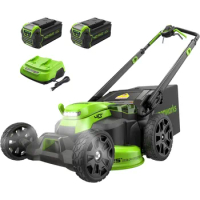 Green&amp;Black Greenworks 40V 25" Brushless Cordless Lawn Mower (2) 4.0Ah Batteries and Dual Port Rapid Charger Included