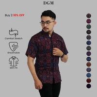DGM Kemeja Batik Pria Slim Fit Premium Pendek Songket Ungu 6129 XL
