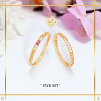 CINCIN EMAS ASLI KADAR 6K8K 16K EMAS ASLI CINCIN RANTAI WANITA PERMATA SUNNIES GOLD - CK 579 22 6K