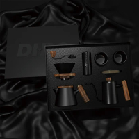 Coffee Maker Set Gift Outdoor Travel Manual Grinder Coffee Drip Pot Kettle Pour Over Coffee Set With Box