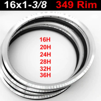 349 Double Layer Aluminum Alloy Bike Rim 16x1-3/8 Bromptx 16/20/24/28/32/36 Hole Black Bicycle Rims 16inch CNC Rings Customized