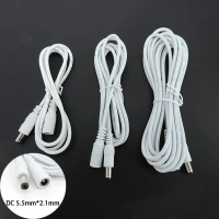1-5m white DC 12V 24v Power supply Cable 5.5x2.1mm 22awg 3A Cord Adapter Female to Male connector Ex