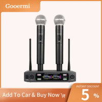Gooermi-KU202 Wireless Microphone System Karaoke Microphone With Receiver Volume Control For Singing Stage