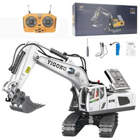 MJ Excavator Remote Control YIGONG 11CH 2.4GHZ RC Ekskavator Mainan Beko Bucket Alloy RC Road Roller