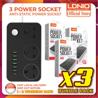🔥 Bundle of 3🔥   LDNIO SK3662 Power Socket with UK 3 Pin + 6 USB Charger 5V 3.4A Surge Protector 2 M