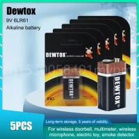 5PCS NEW Dewtox 9V 6F22 Disposable Carbon Battery for Multimeter Alarm Wireless Microphone Radio Camera Toy 6LR61 Dry Battery