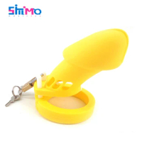 SMMQ Soft Silicone Chastity Cage Yellow Male Cock Cage CB6000 Sex Toy For Couples Flirting Five Sizes Rings Adult Sex Product